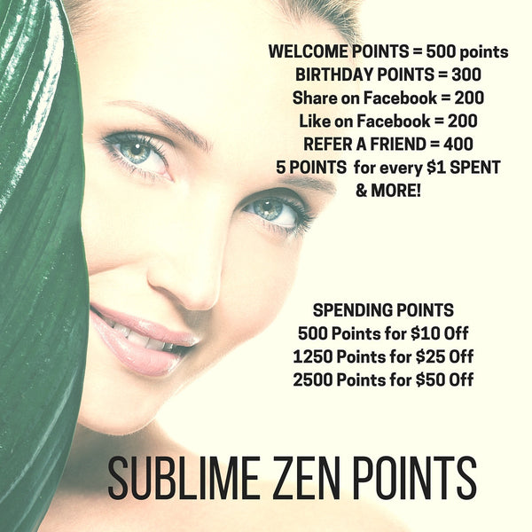 New SUBLIME ZEN POINTS Reward Program in Place