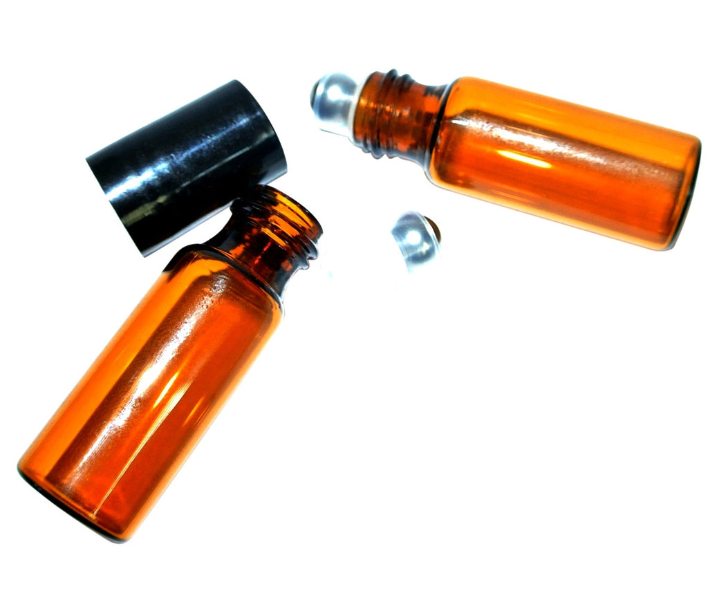 3 Mini Amber Rollerballs for Essential Oils