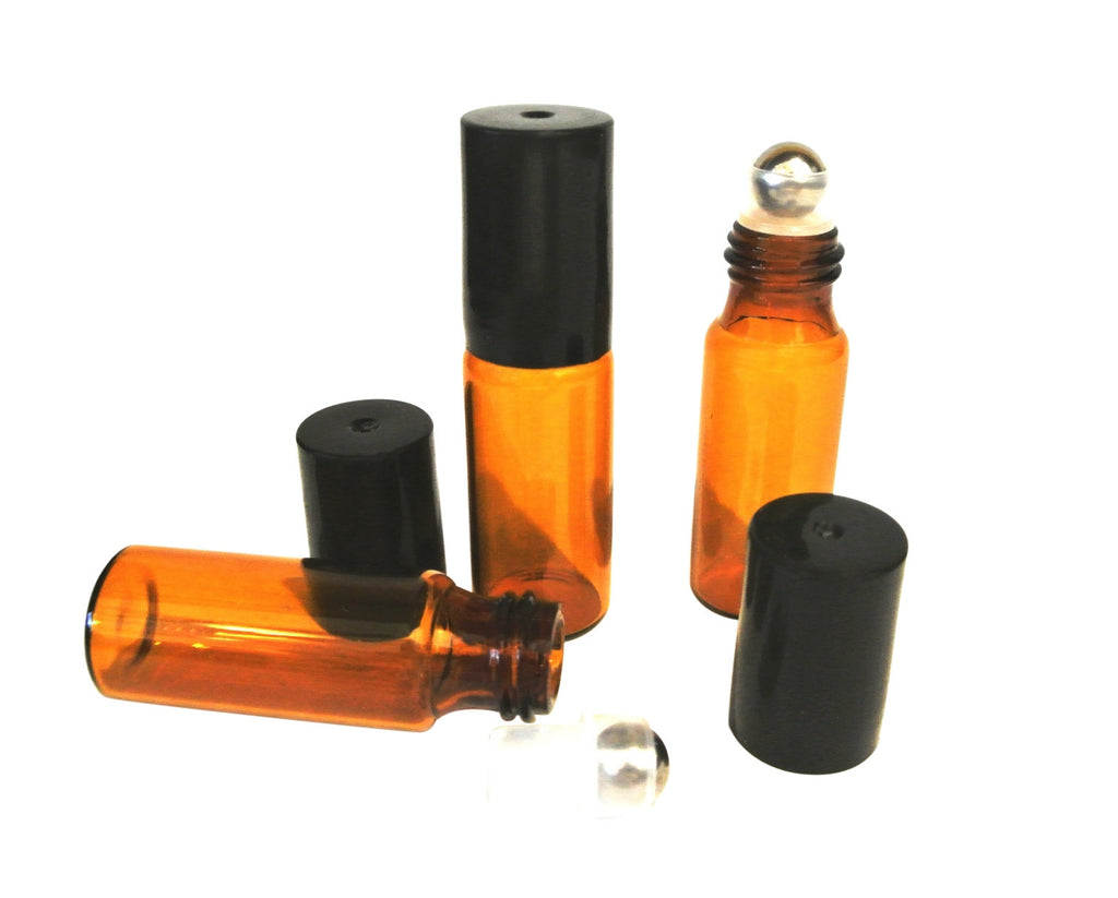 3 Mini Amber Rollerballs for Essential Oils