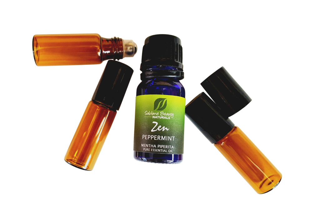 3 Mini Amber Rollerballs for Essential Oils